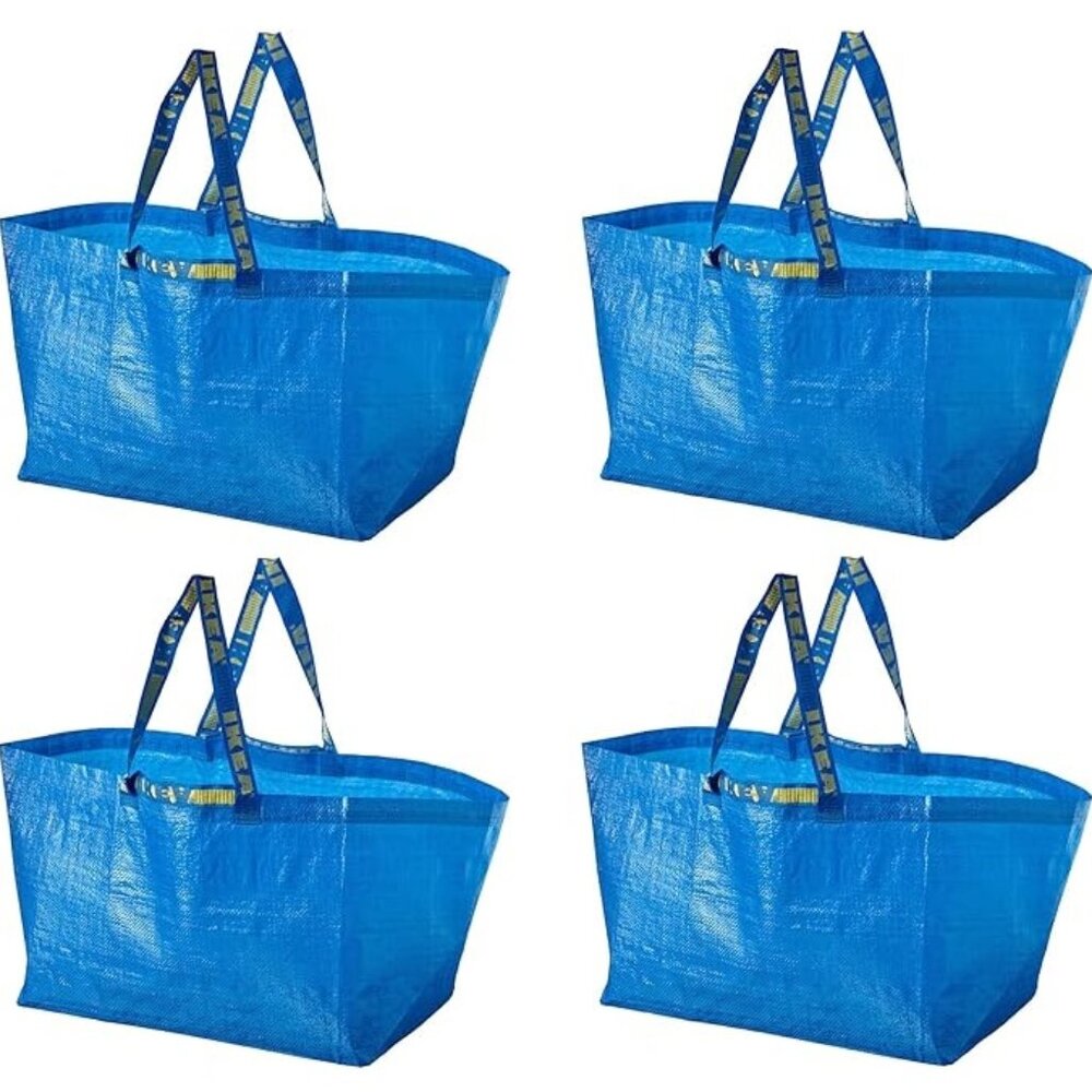 IKEA LARGE BLUE BAG 4-Pack FRAKTA Shopping Grocery Laundry Storage Tote